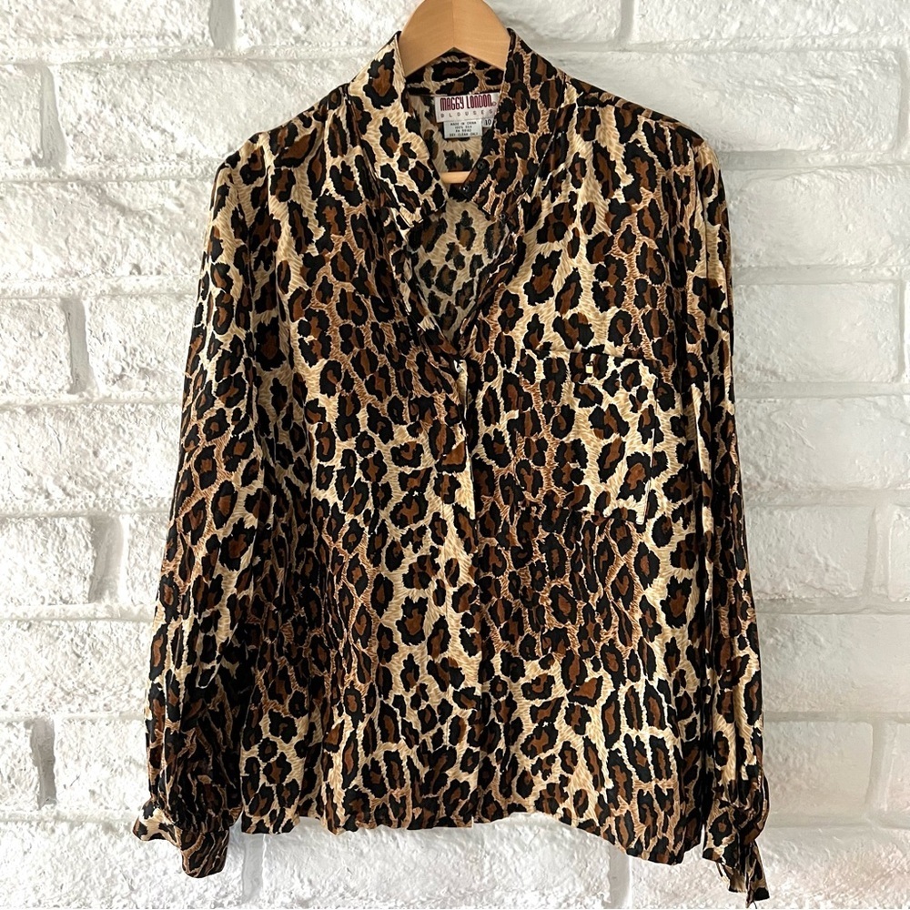 Maggi London Silk Leopard Blouse Size 10